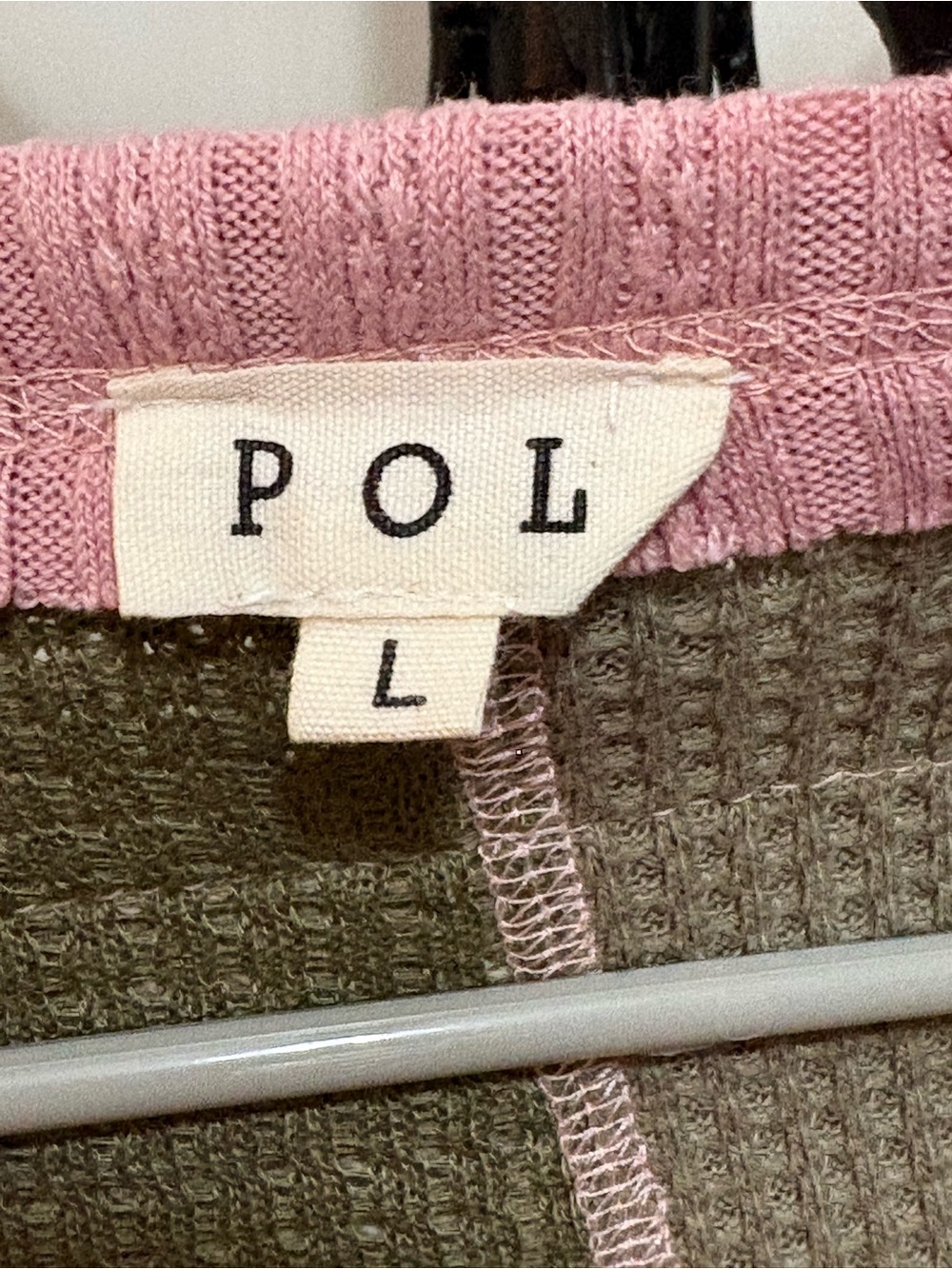 POL Autumn Brunch Waffle Knit Henley Top Size Large - Picture 4 of 5